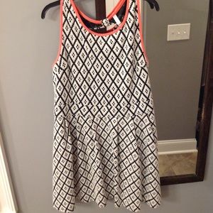 Black and white dress with neon trim